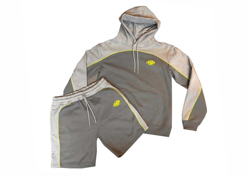 Syna World Pipe Hoodie & Short Set Grey/Yellow Men's - SS24 - GB