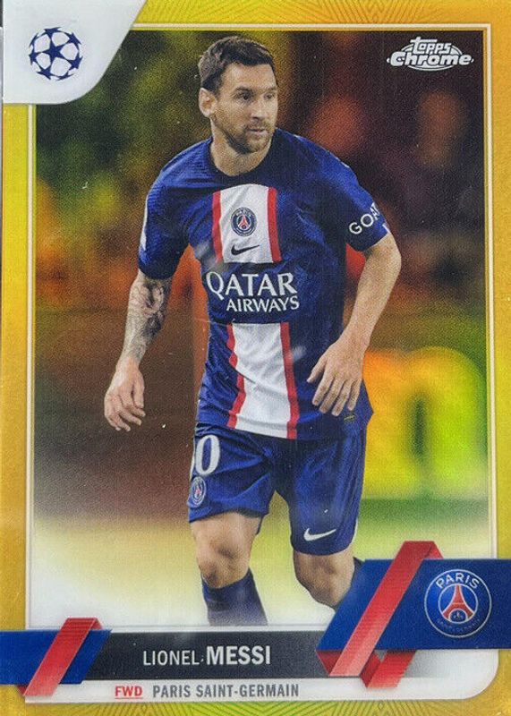 Lionel Messi 2022 Topps Chrome UEFA Club Competitions #1 Gold