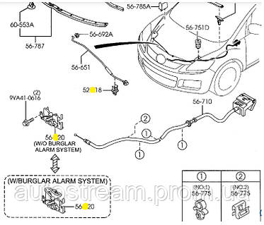 Крепление фиксатор клипса опоры капота Mazda 3, 6, CX-3, CX-5, CX