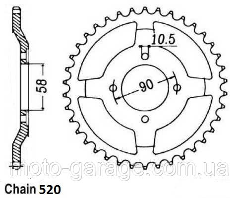 Зірка задня Geon X-Road Light,Scrambler,Tekken, 520H-42T, D58/90-4