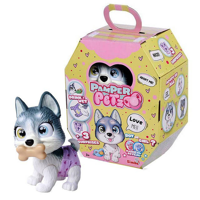 Игровой набор Пампер Петс собачка Хаски, что пьет и писает Pamper