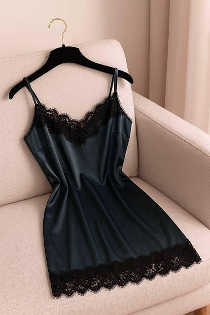 Пеньюар ночнушка атласная ТМ Exclusive с французским кружевом