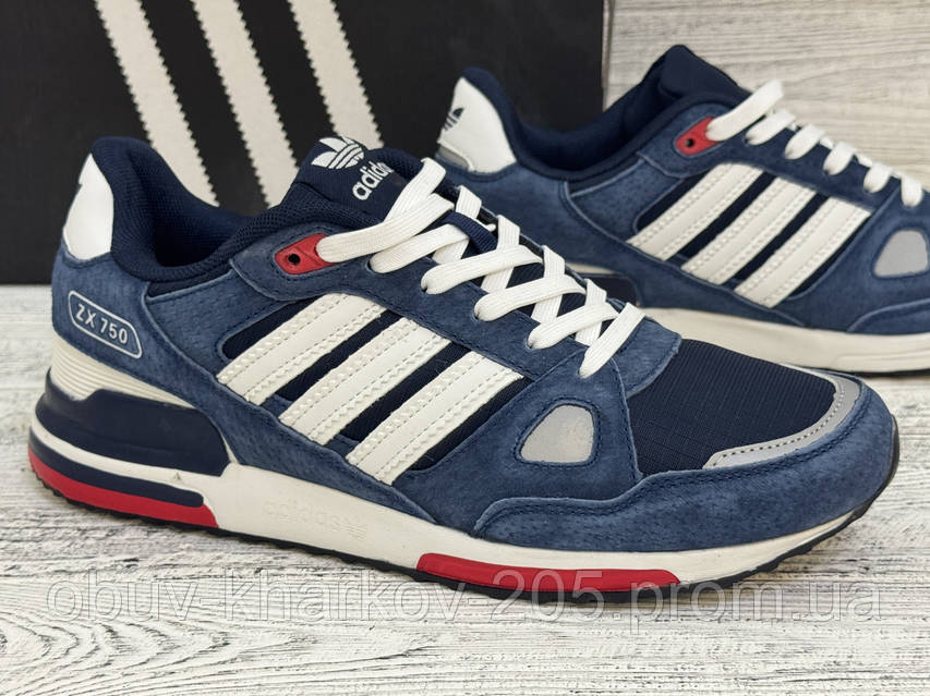 Кросівки Adidas ZX 750 Адідас Класичні Сині. Взуття на осінь