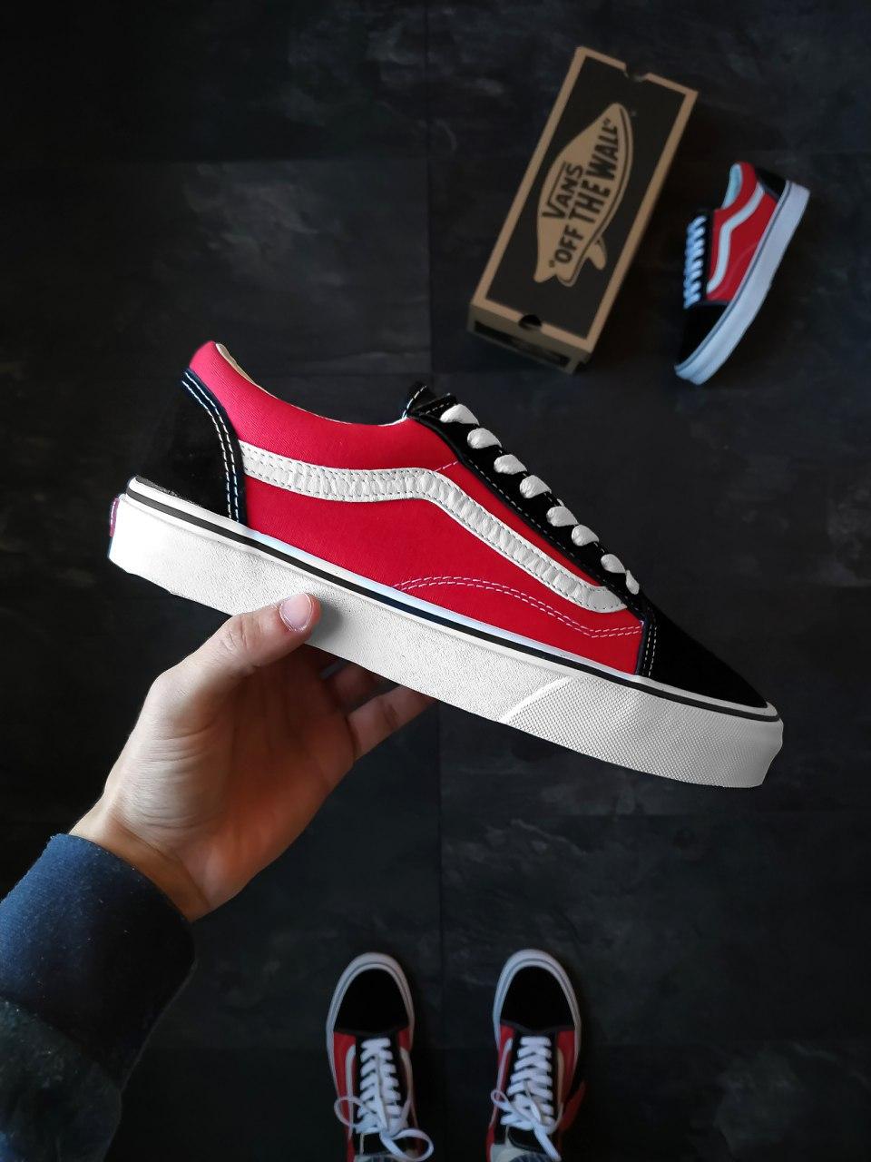 Мужские кеды Вансы Мужские кроссы Ванс Олд Скул Ред Блек