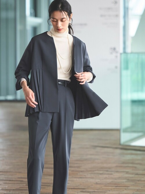 セール】2点セット ｜ サイドプリーツ ジャケット ＆ テーパードパンツ