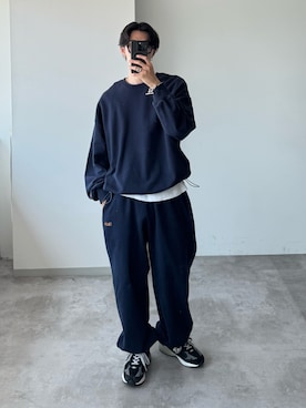 スウェット（ブルー系）を使った「セットアップ」の人気ファッション