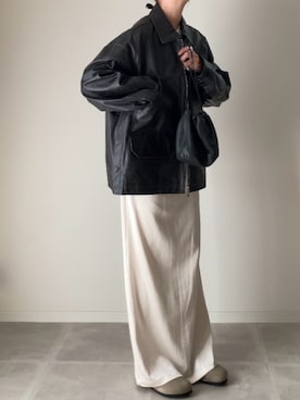 UNISEX》Buffalo Crack Leather Prime-Over Single Rider Collared