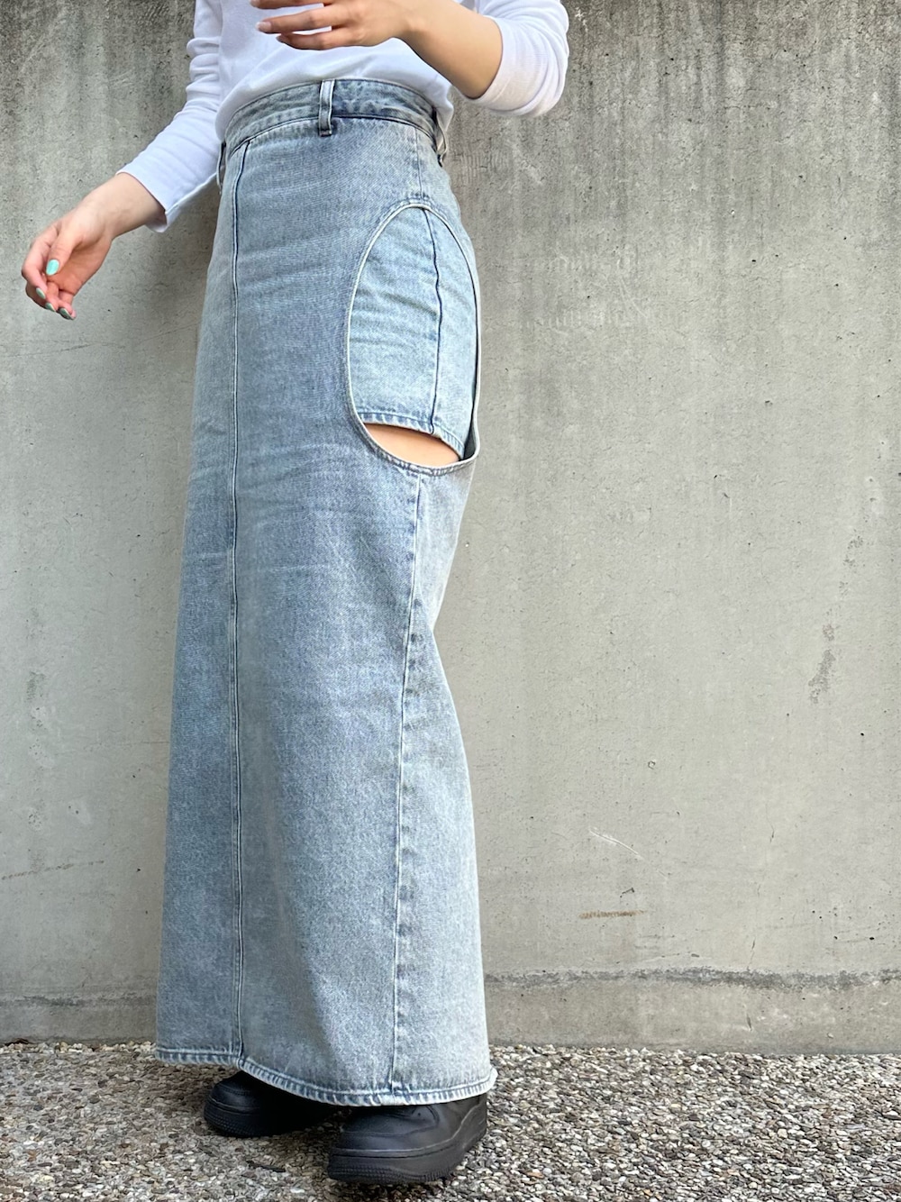 CLANE/クラネ】CIRCLE CUT LAYERED DENIM SKIRT/サークルカット