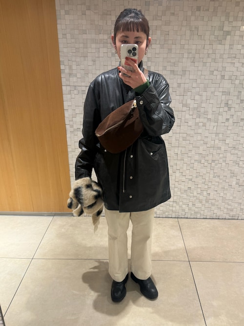 UNISEX》Buffalo Crack Leather Dress-Over Short Mods Coat