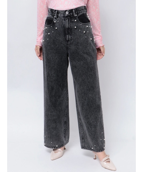 MERCURYDUO（マーキュリーデュオ）の「パールデニムパンツ（デニム
