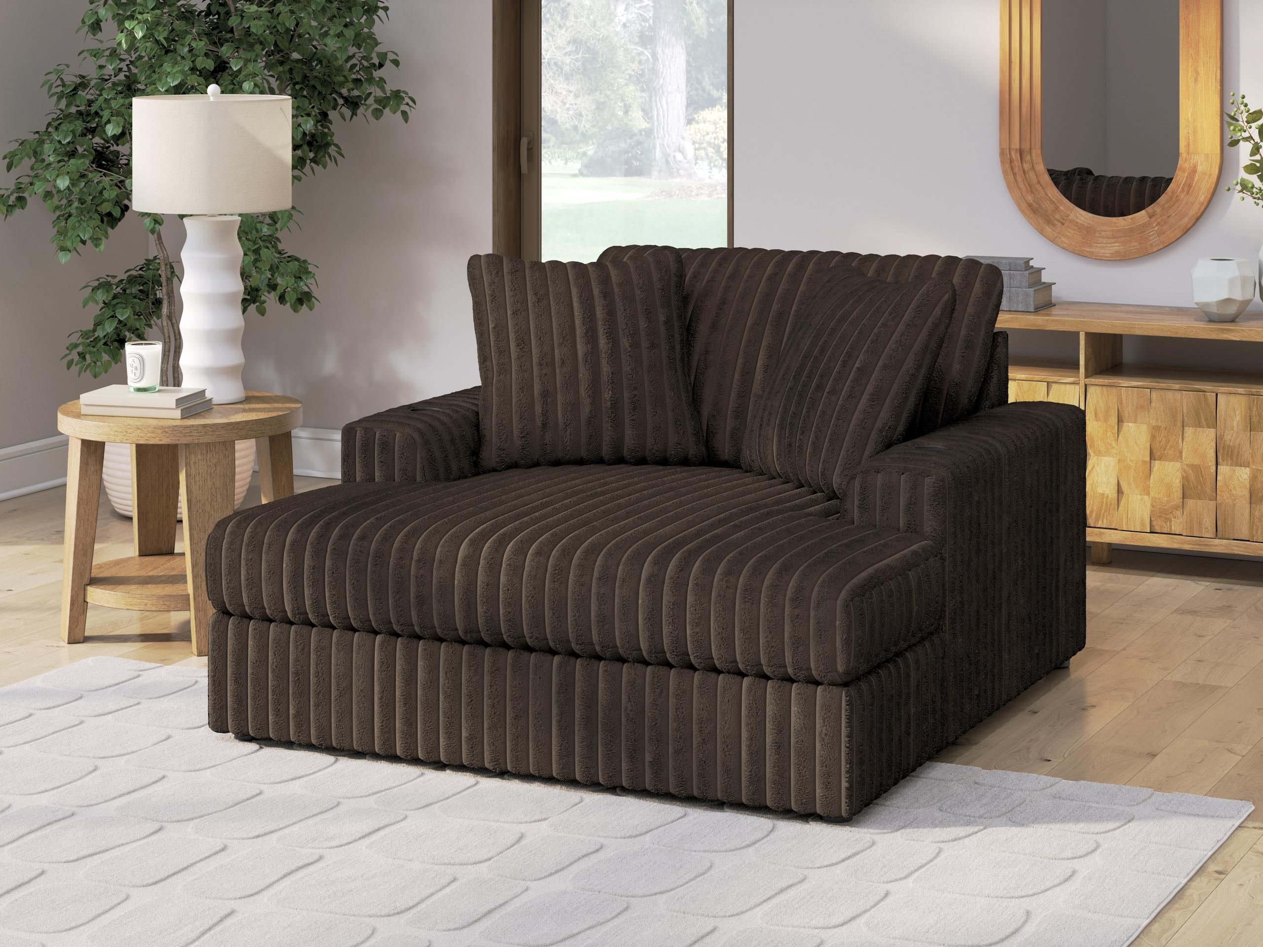 ASHLEY FURNITURE Midnight-madness Loveseat, Oversized Chaise and