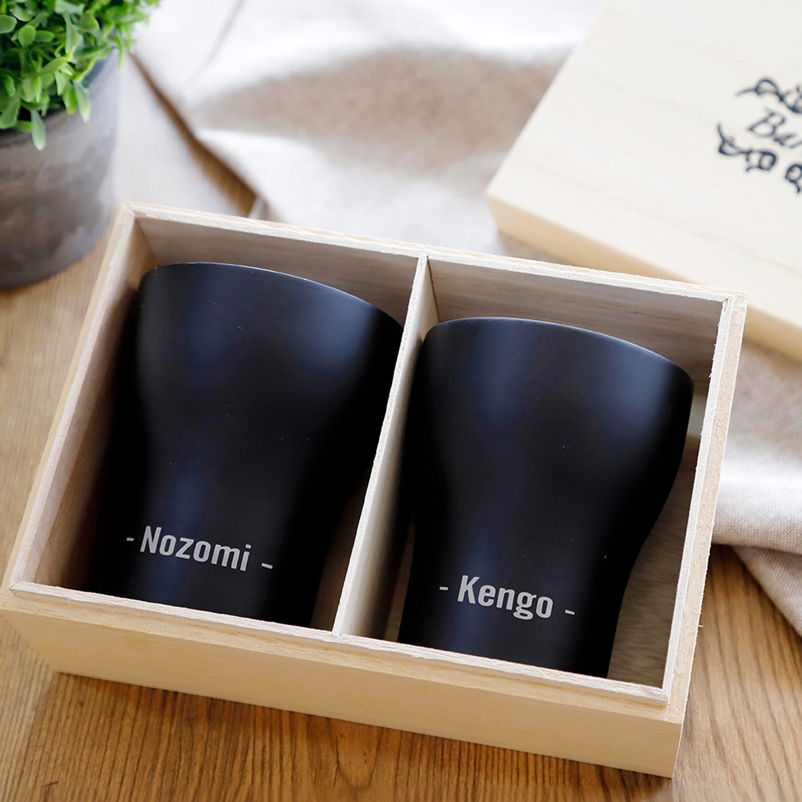 名入れ彫刻】ステンレスペアタンブラー＂Noir-ノワール