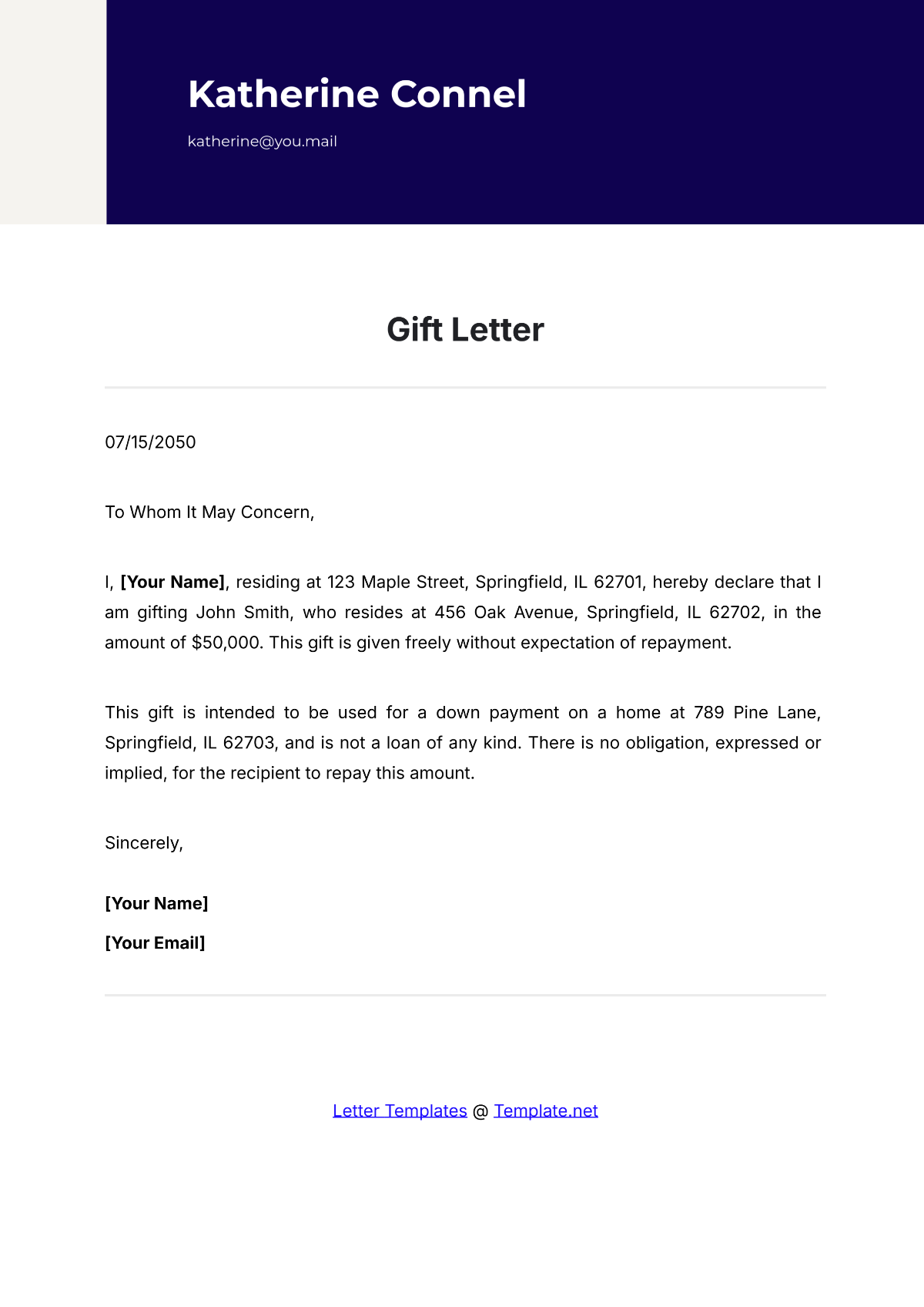 Free Gift Letter Templates, Editable and Printable