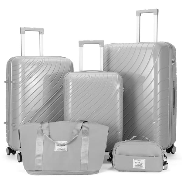Karl home Hardside Hard Shell 2 of Bag 5-Piece Gray PP Luggage Set