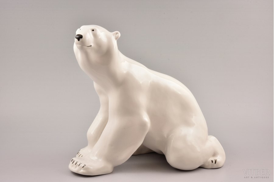 Figurine, Polar Bear, USSR, LFZ - Lomonosov porcelain factory