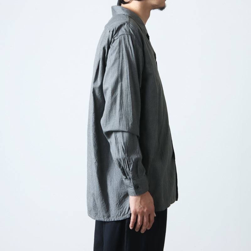 COMOLI (コモリ) ヨリ杢 オープンカラーシャツ