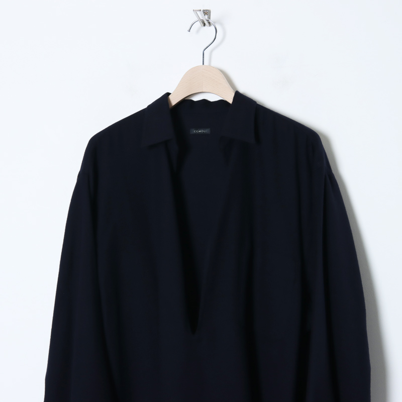 COMOLI (コモリ) ウールビエラ スキッパーシャツ