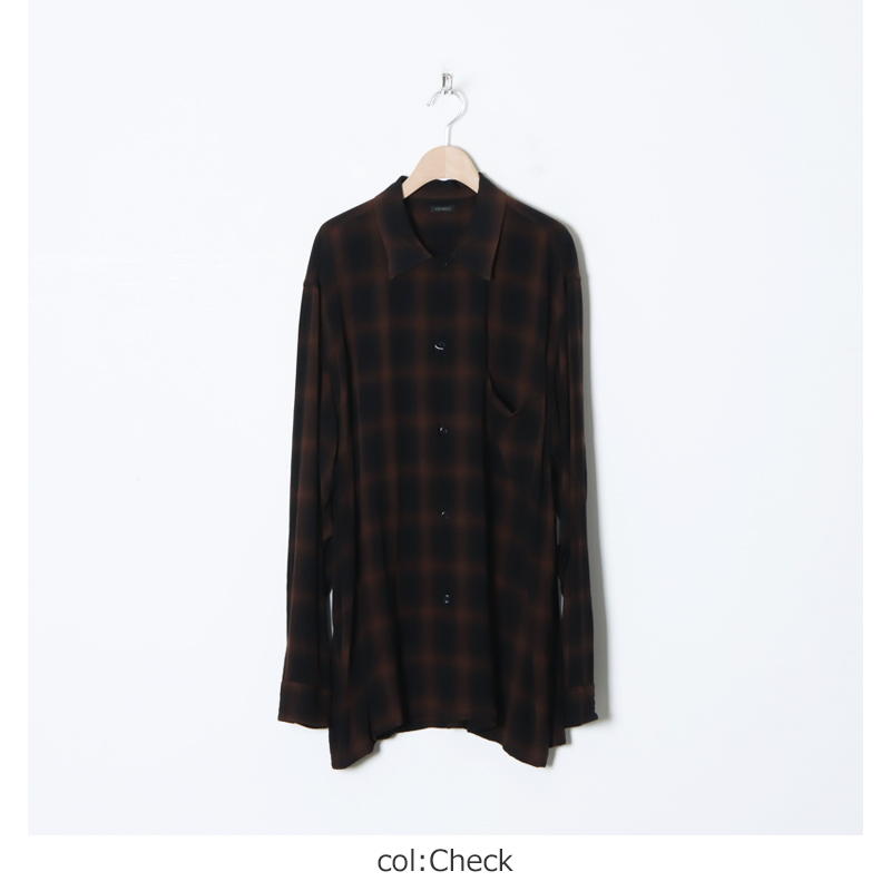 COMOLI (コモリ) レーヨン オープンカラーシャツ