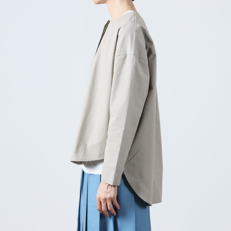 evameva (エヴァムエヴァ) cotton no collar shirt / コットンノー
