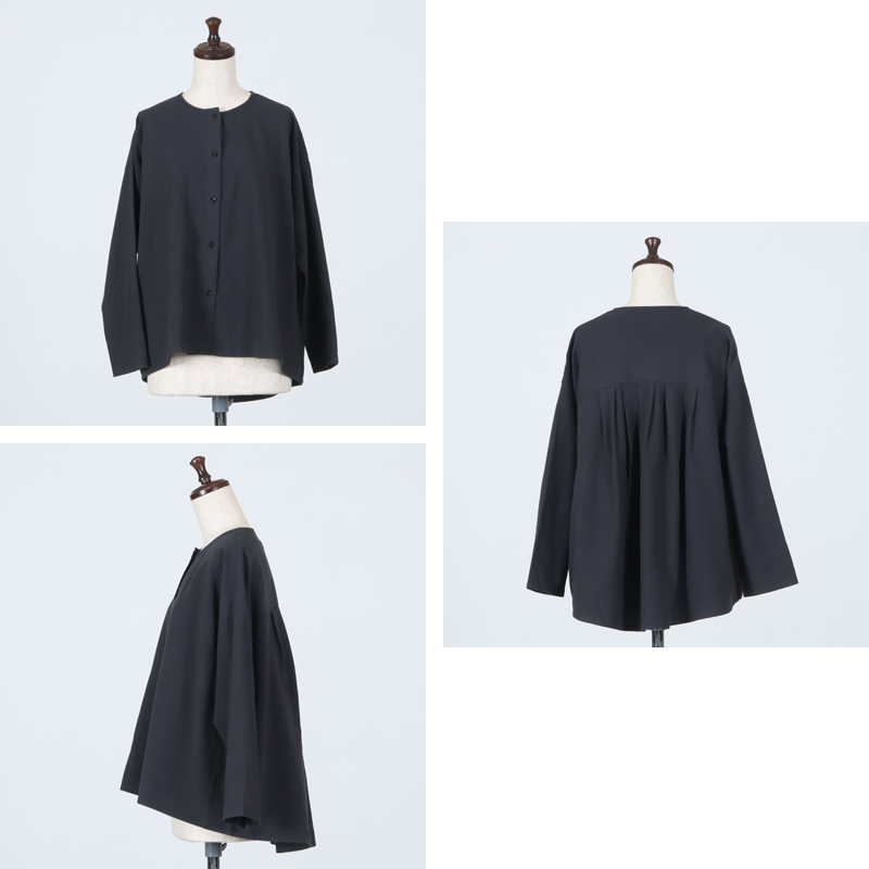 evameva (エヴァムエヴァ) cotton wool no collar shirt / コットン