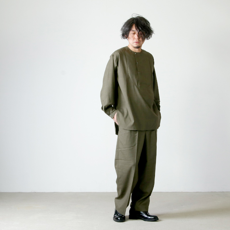MARKAWARE (マーカウェア) NO COLLAR PULL OVER SHIRT / ノーカラー
