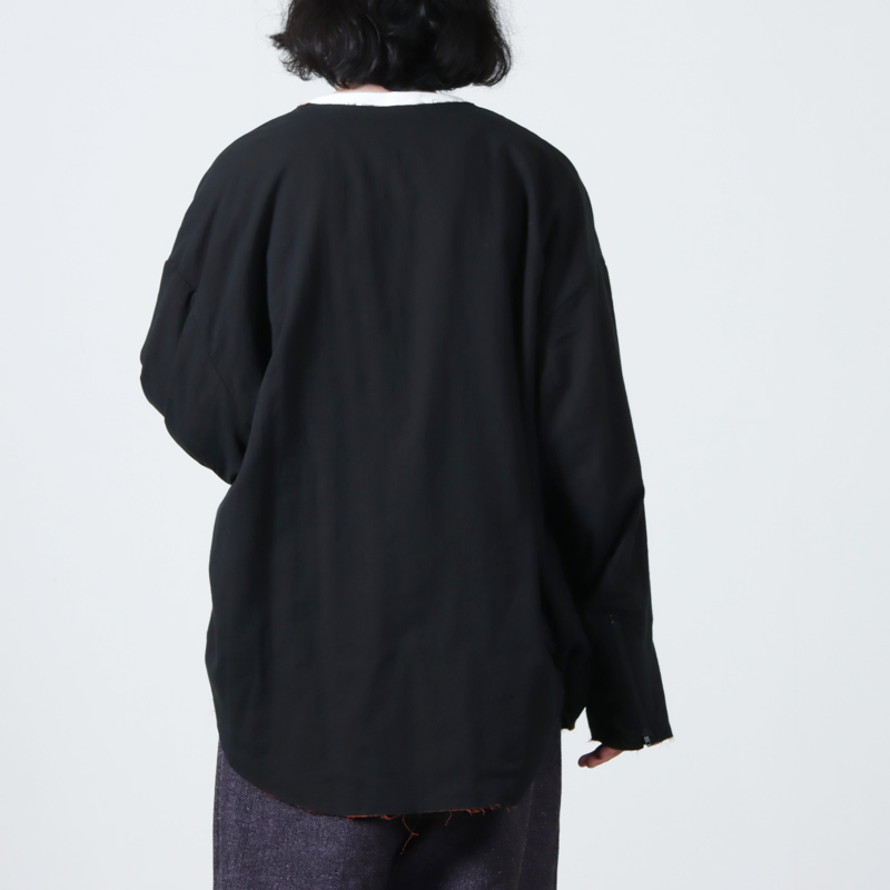roundabout (ラウンダバウト) L/S Full-Zip No Collar Shirt / ロング