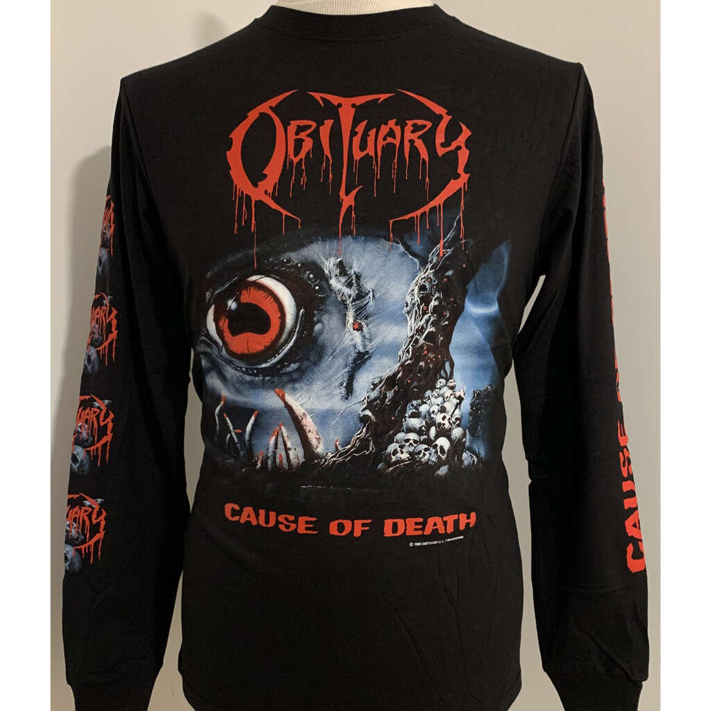OBITUARY cause of death. longsleeve ts, T-SHIRT for sale on