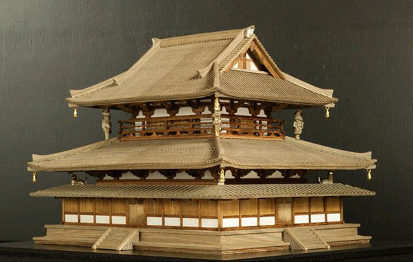 木製建築模型 1/100 法隆寺 金堂（リニューアル版）[小林工芸]《在庫切れ》
