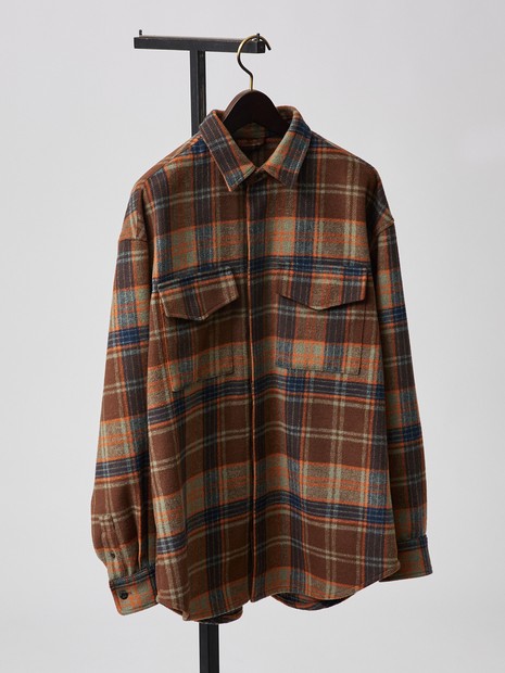 シャギー素材】ネルチェック オーバーサイズ CPOシャツ /シャツ