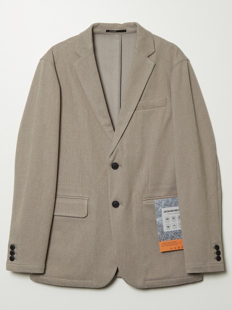 秋冬生地/セットアップ対応】ヘリンボーン柄 ニット ジャケット