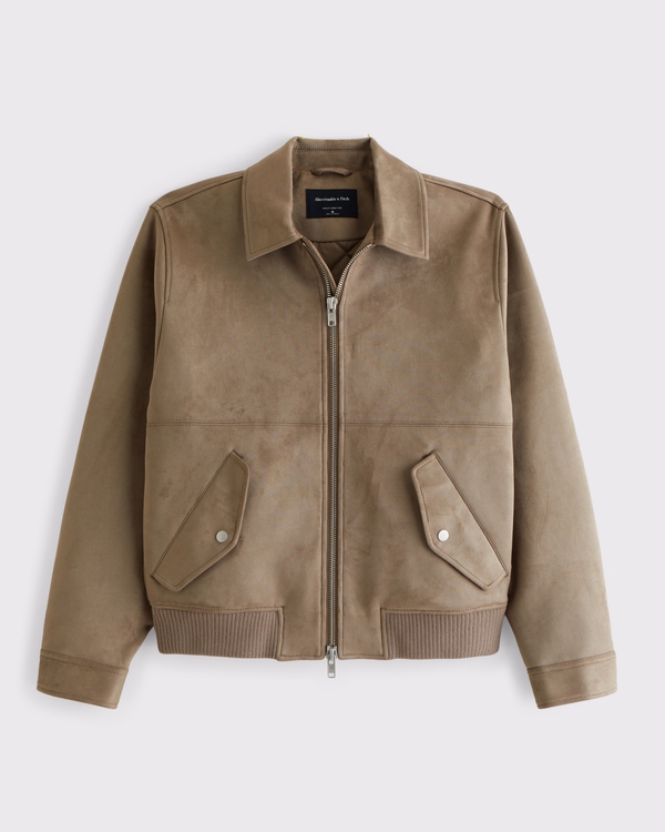 Men's Vegan Suede Bomber Jacket | Men's New Arrivals | Abercrombie.com