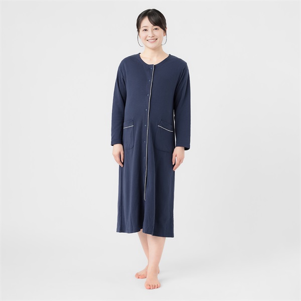 コットン混ニットダブルガーゼ 長袖 ネグリジェ 産前～産後 マタニティ