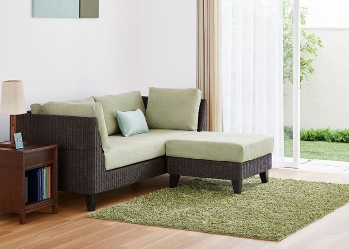 ラン・コンパクトソファ オットマン (ラタン)～狭いリビングダイニング