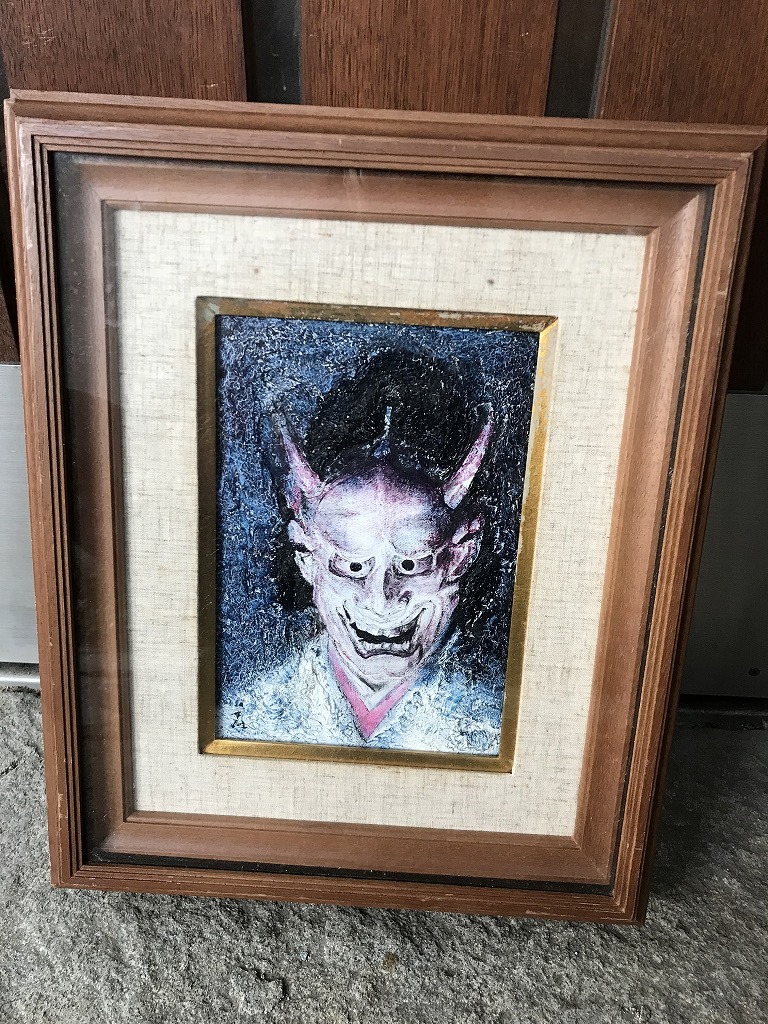 ☆ 【在銘：作家物】 サイン入り 般若 鬼 魔除け 直筆画 手描き 肉筆画