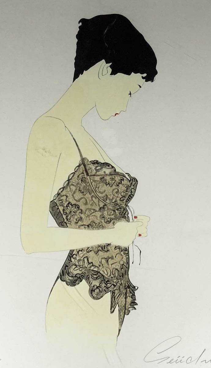 林静一 リトグラフ 版画 林静一肉筆サイン入り 少女リトグラフ 「約束