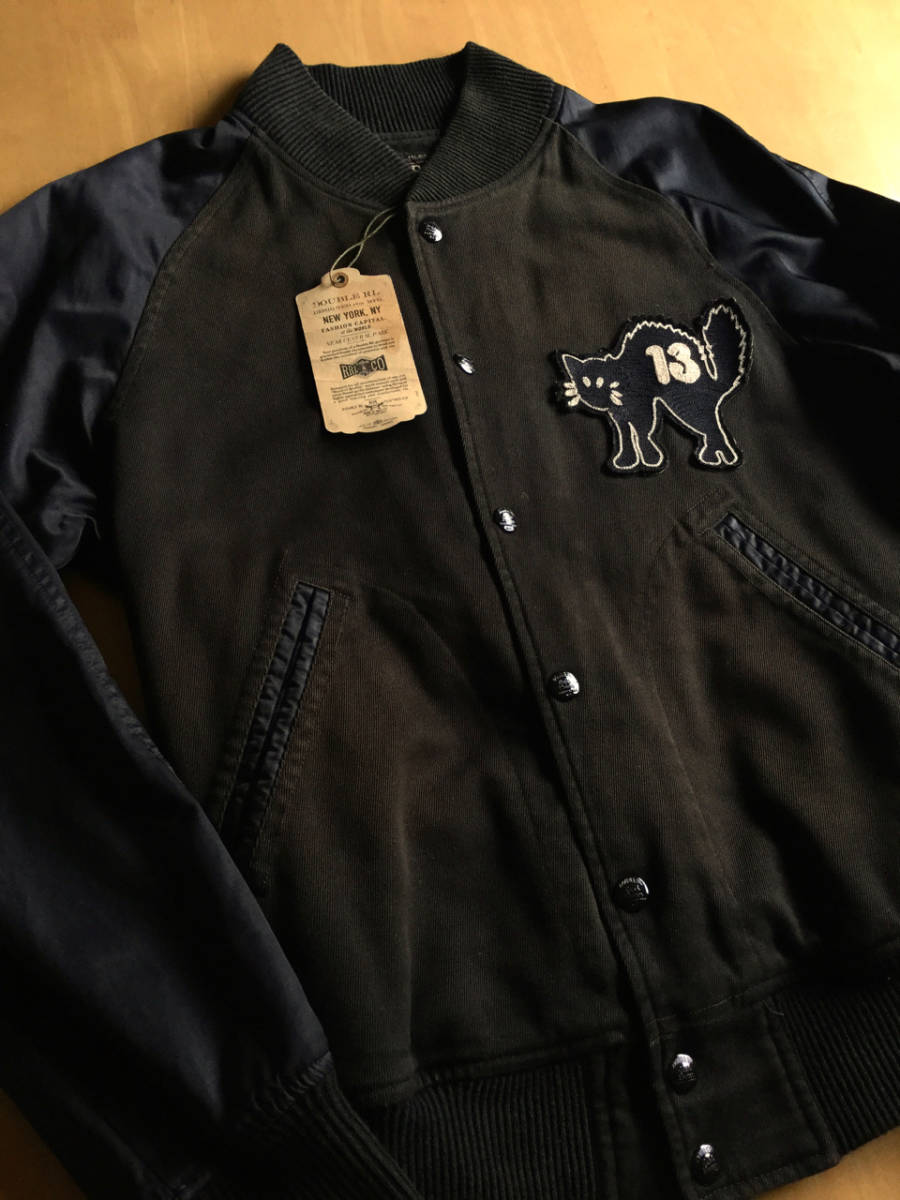 RRL ブラックキャット バーシティジャケット S 黒猫13 スタジャン