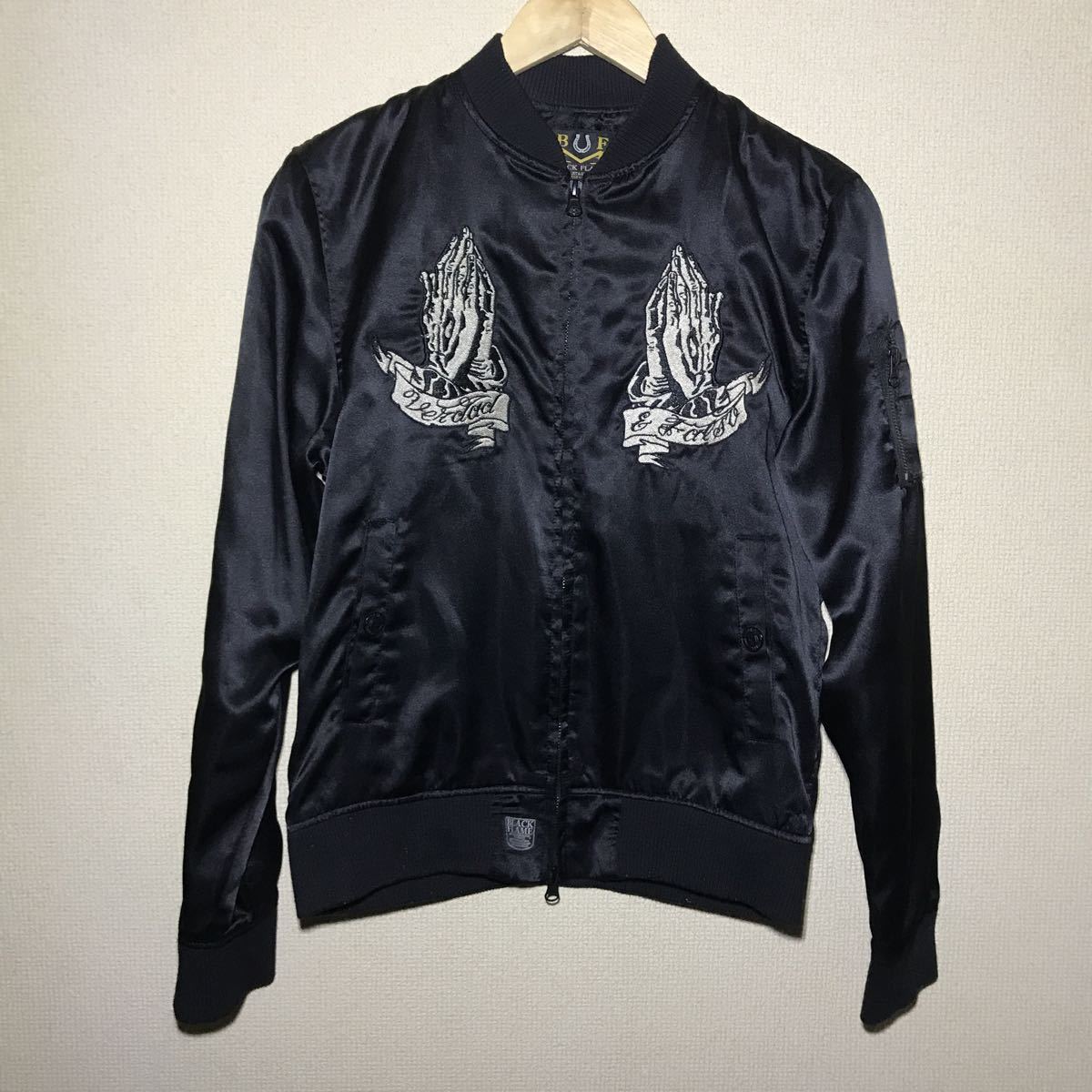 614 BLACK FLAME マリア刺繍スカジャン Memento Mori 614 BLACK FLAME