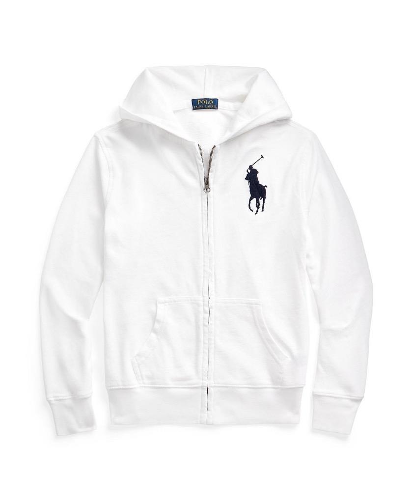 NWT Polo Ralph Lauren Big Boys White Big Pony Full Zip Hoodie