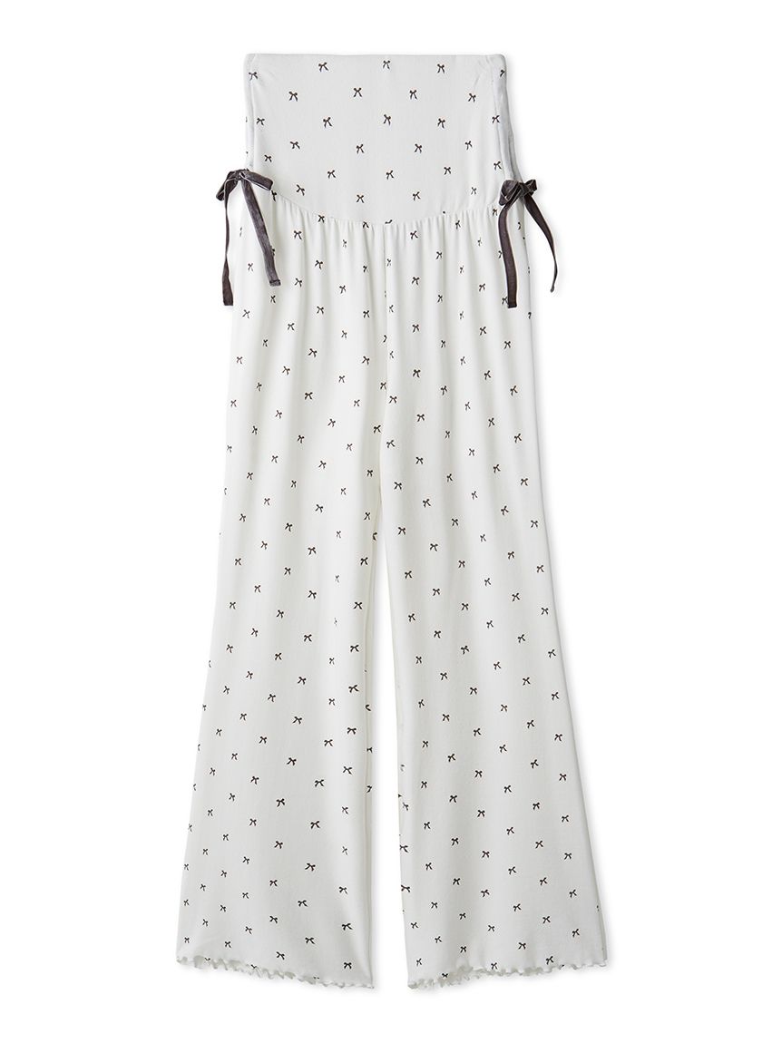 針抜きリボン柄ロングパンツ(ロングパンツ)｜ルームウェア・パジャマ