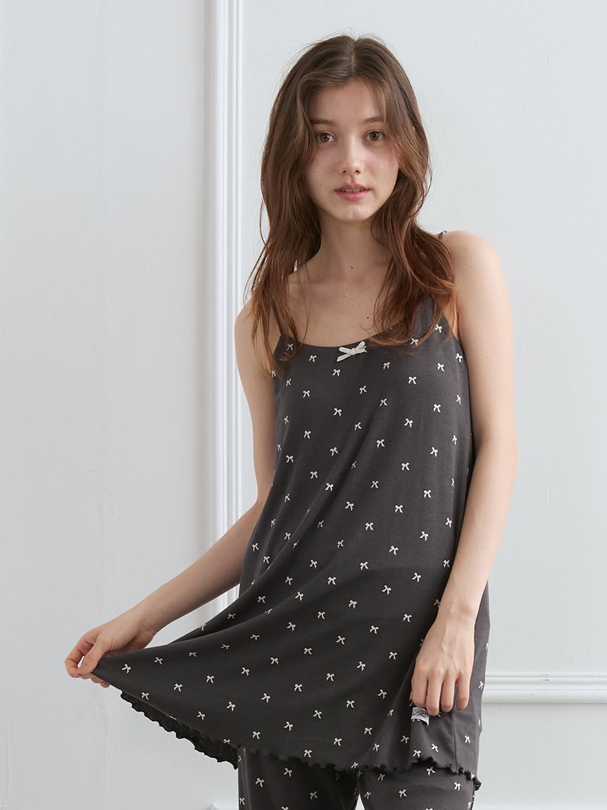 針抜きリボン柄カップインキャミソール(キャミソール)｜ルームウェア