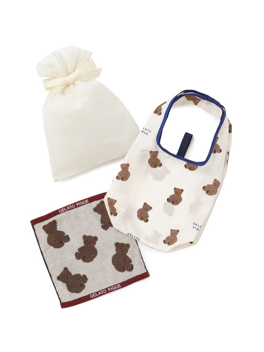 ラッピング済み】ベア柄エコバッグS&ハンドタオルSET(バッグ・エコ