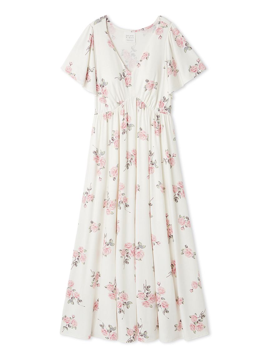 中花柄カップインワンピース(ワンピース)｜ルームウェア・パジャマ通販