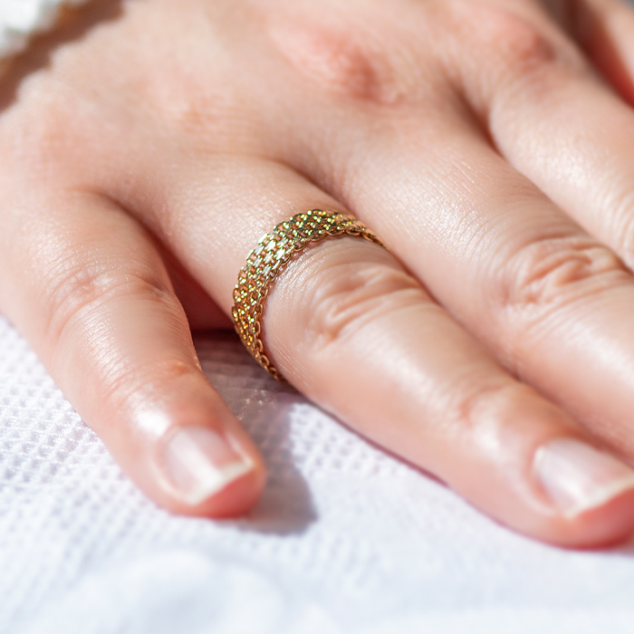 イタリー K18YG ビスマルク チェーンリング リング 指輪 18金 人気