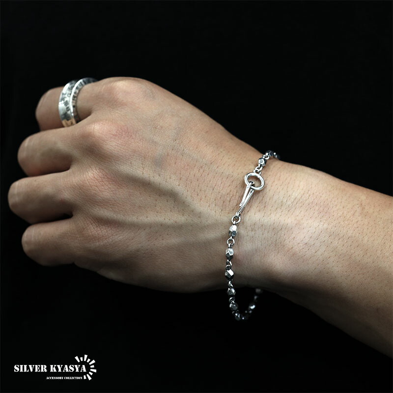 シルバー925 チェーンブレスレット フック 岩石 岩 石 モチーフ