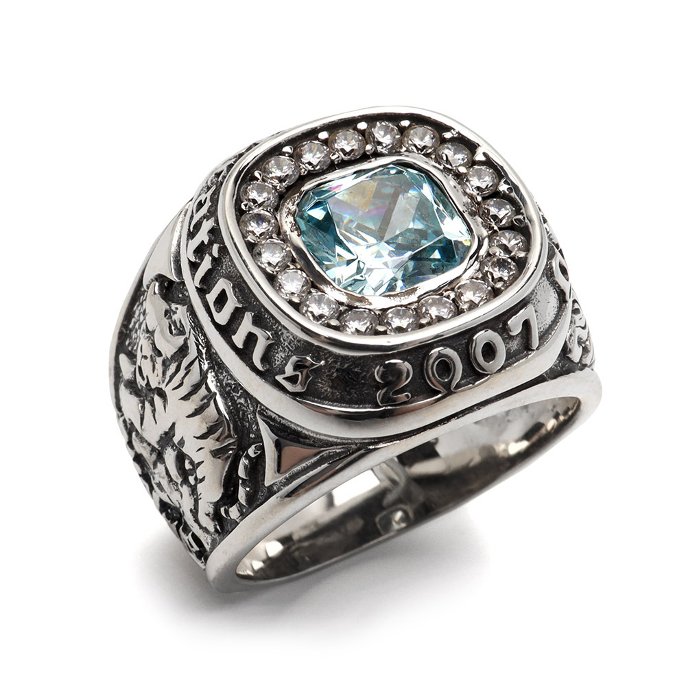 シルバー925 カレッジリング 大粒ストーンリング ワイドリング ごつめ