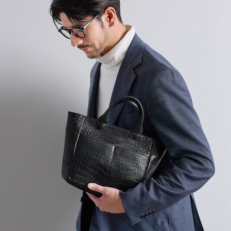 クロコダイル トートバッグ メンズ マット ショルダー 2way 斜めがけ