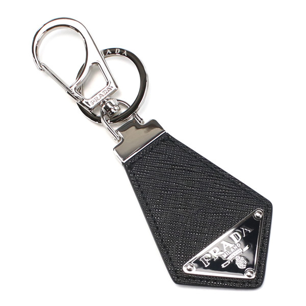 プラダ PRADA トライアングル ロゴプレート付き キーリング