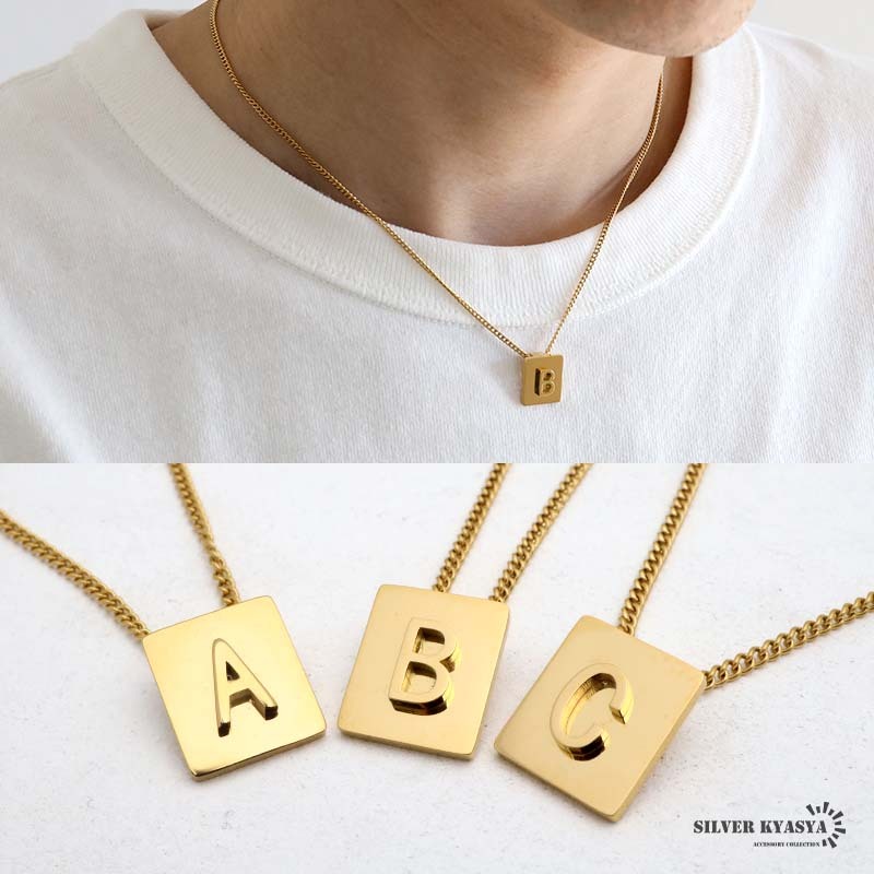イニシャルネックレス アルファベットネックレス ゴールド メンズ