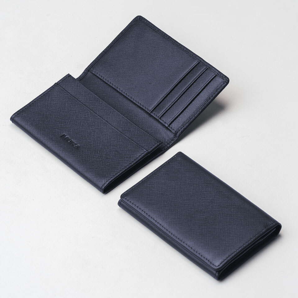 名刺入れ コンパクト サフィアーノレザー 本革 革 大容量 小さめ