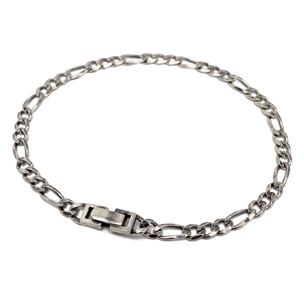 シルバー925 チェーンブレスレット 中折れ フィガロチェーン